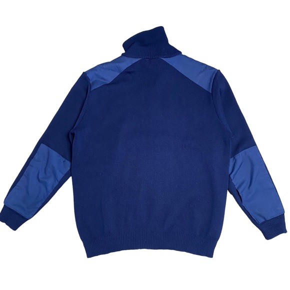 Maky Rib Knit Sweater XL Navy Blue Military Wool Anorak Quarter Zip Double Layer - Picture 6 of 11